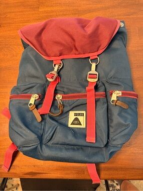 Poler Navy Canvas Backpack with Red Accents